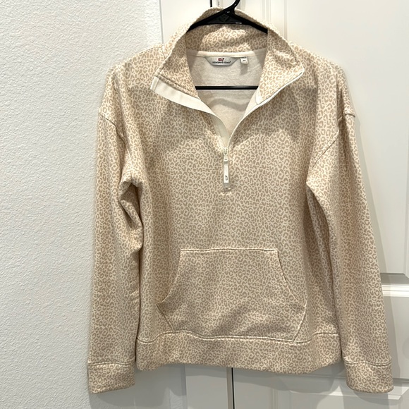 vineyard vines Dreamcloth Leopard Printed Funnel-Neck Half-Zip - Picture 3 of 4